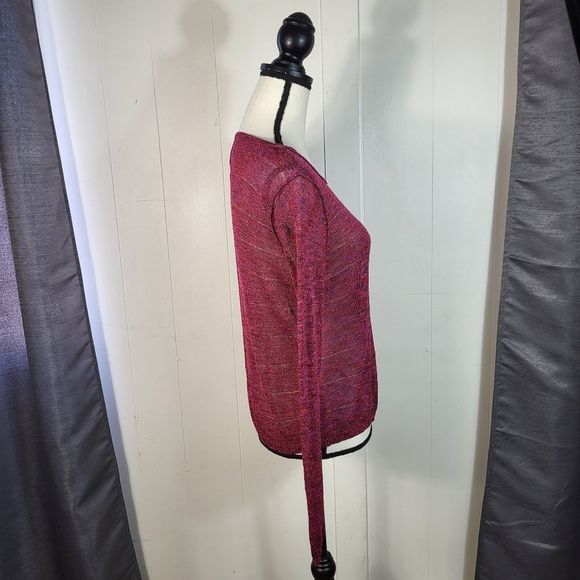 RAG AND BONE Raspberry Pink Linen Blend Knit Striped Sweater Size Extra Small - Picture 3 of 4